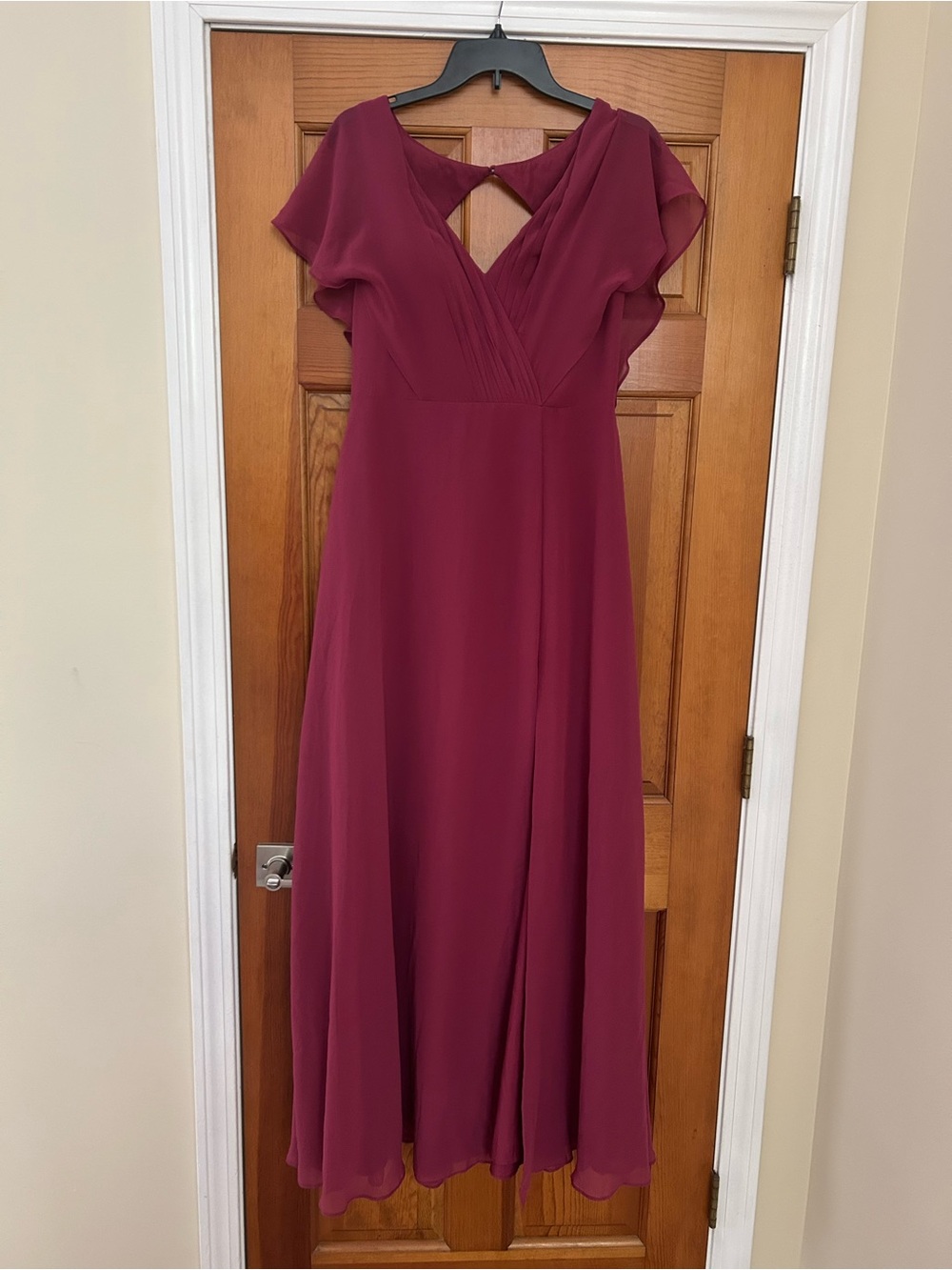 Azazie Elegant Burgundy V-Neck Maxi Dress